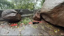 仍雙向管制…北投泉源路邊坡土石崩坍 7至10天內搶通至少1線通行